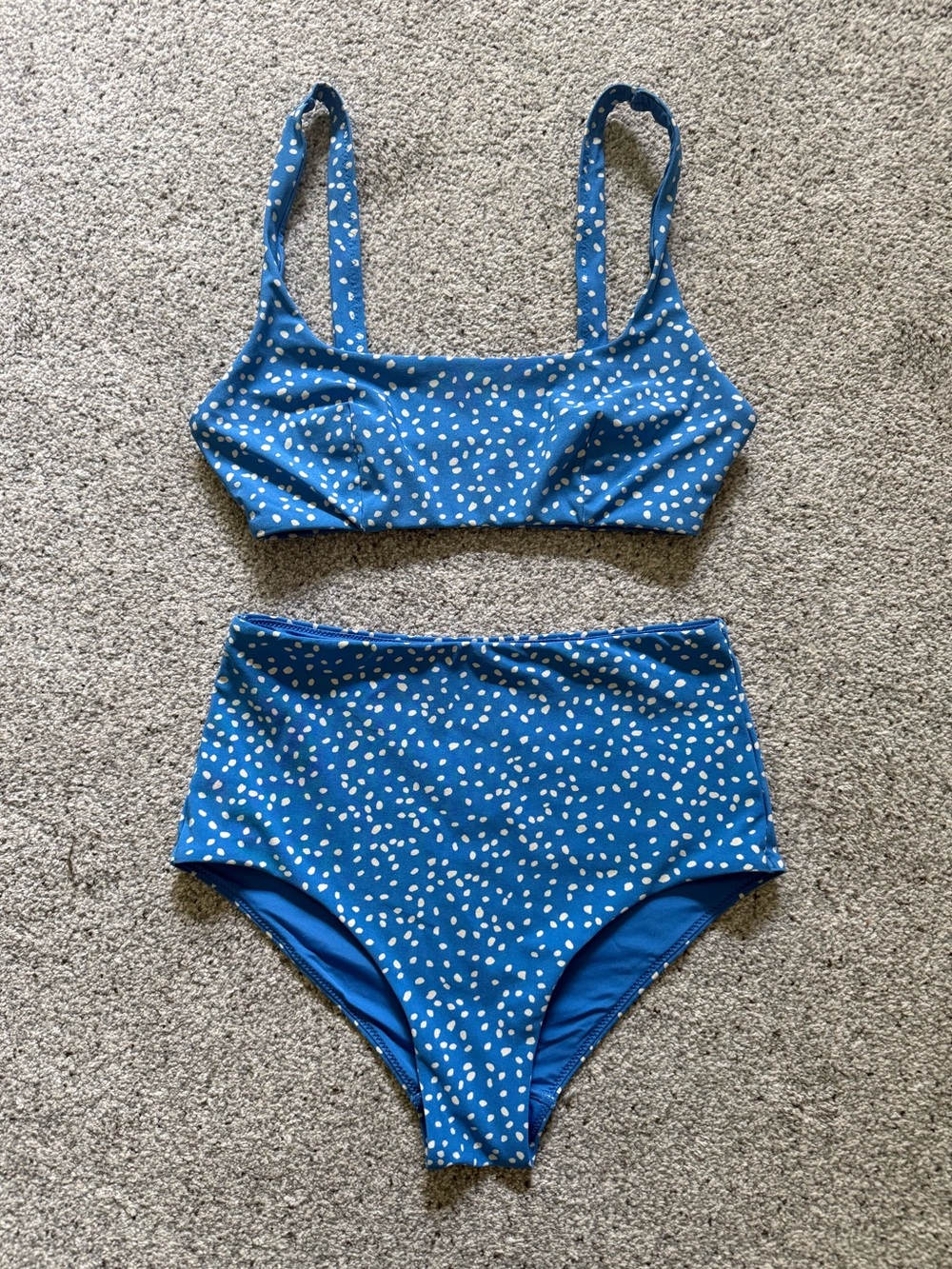 & Other Stories Blue Polka Dot High-Waist Bikini Set